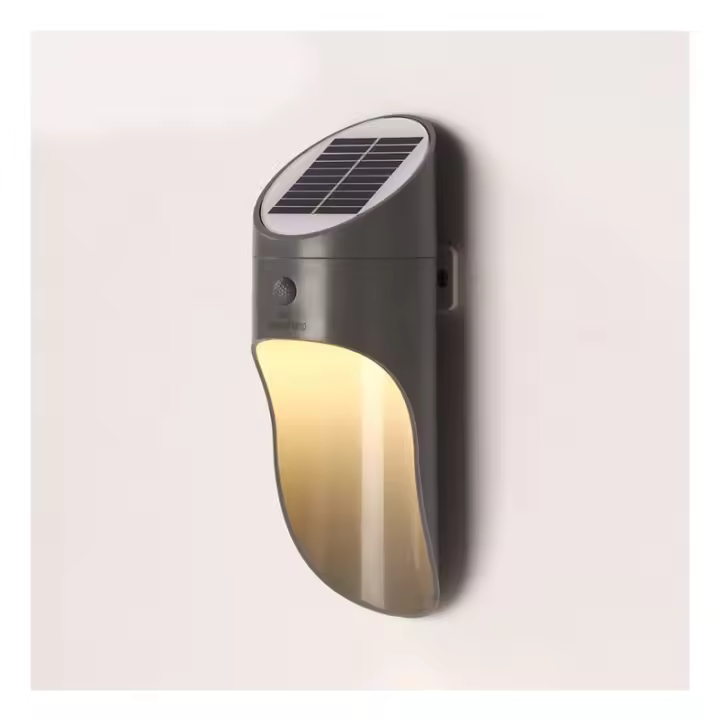 Luz solar para exteriores, jardín, villa, luz decorativa, luz solar de pared para exteriores, luz LED impermeable para jardín, carcasa gris, luz blanca cálida - 1