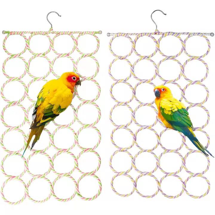 Red de Escalada de Juguete Colgante para Pájaros Paquete de 2, Adecuado para Periquitos, Macaws, Cacatúas, Loros Africanos, Macaws Suministros para Mascotas - 1