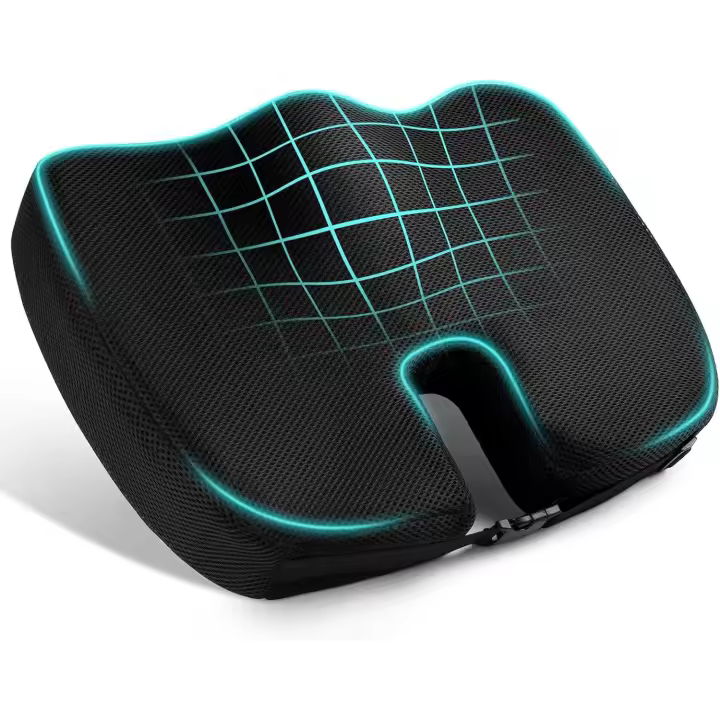 Espuma de Memoria Viscoelástico para Asiento, Ortopédico, para Silla Oficina, Coche, Alivio del Dolor y La Ciática - 1
