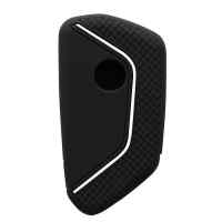 Banner - Funda silicona mando llave del coche 3 botones compatible con VW Golf negro-blanco