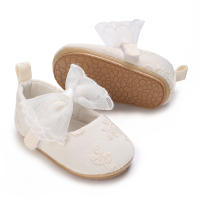 Zapatos De Princesa Para Bebé Niña En Lace Blanca Mocasines Con Lazo Y Borde Antideslizante De Goma Primera Calzado Para Caminar - details 6