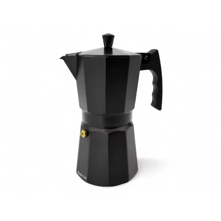 Cafetera Italiana Espresso de Aluminio Serie AFRICA para Vitro Gas Electrica. Cafetera de distintos tamaños 1/3/6/9/12 Tazas - Happy Friends - 1