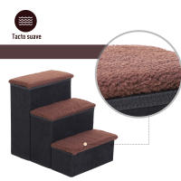 PawHut Escalera para Mascotas de 3 Peldaños Plegable con Tapas Abatibles y Espacio de Almacenamiento 3 Escalones de Perros Gatos Pequeños para Cama Sofá 40x54x48 cm - details 3