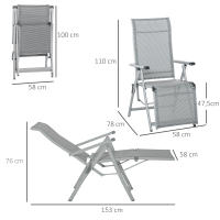 Outsunny Tumbona Plegable de Jardín Sillón Ajustable en 10 Posiciones con Respaldo Alto y Reposapiés Transpirable Carga Máx. 120 kg 78x58x110 cm - details 2