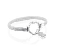 S925 sterling silver bear decorative ring & wire braided bracelet European and American fashion exquisite braided bracelet simple and versatile women's silver jewelry - details 2