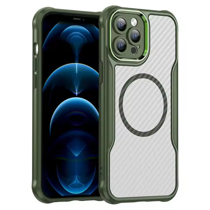 Funda de teléfono magnética de Fibra de Carbono Delgada para iPhone 16, 15 Plus, 14, 13 Pro Max, TPU, PC, Funda a prueba de Golpes - 1