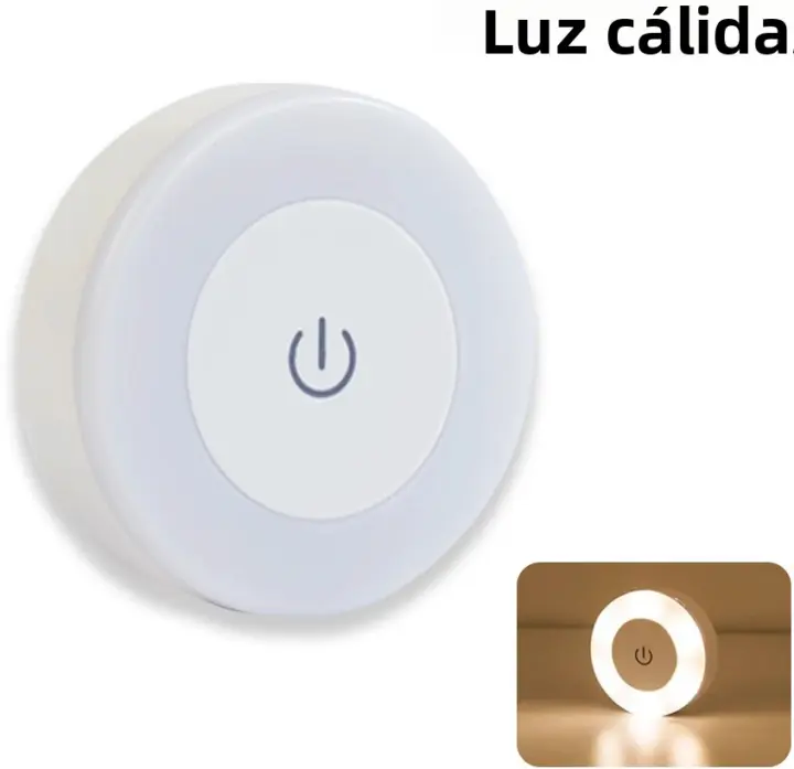 Lámpara De Pared Recargable LED 6CM Con Interruptor De Toque Luz Nocturna Dimmer De 3 Colores Para Dormitorio Armario Lectura - 1