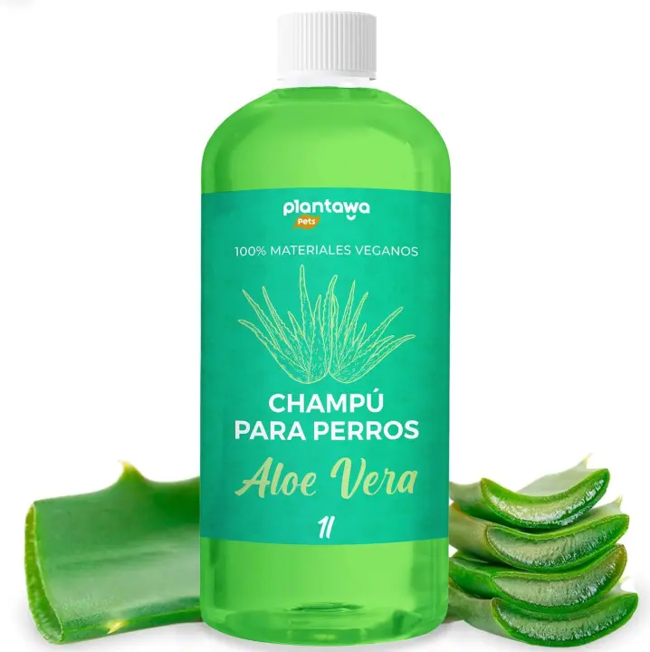 Plantawa Champú para Perros Aloe Vera 1L, Sin alérgenos, Sin parabenos, 100% Vegano, Ideal con Problemas de Piel, Dermatitis, Piel Atópica, Piel Sensible, Extractos Naturales, Sin Isotiazolonas - 1