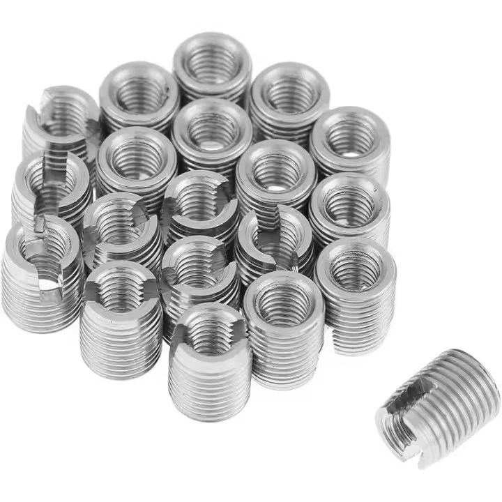 Inserto roscado autorroscante de 20 piezas, tuerca de inserción de rosca de tornillo ranurado autorroscante M3 x 6 mm para reparación helicoidal - 1