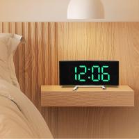 Reloj con espejo regulable y curvado para dormitorio, reloj despertador Digital con pantalla LED (un solo color) - details 1