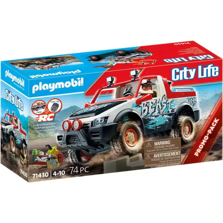 PLAYMOBIL City Life 71430 RC-Vehicles Coche de Rally, Camioneta Todoterreno para emocionantes Aventuras, con Eje Delantero móvil y rampa Extensible, Juguetes para niños a Partir de 4 años - 1
