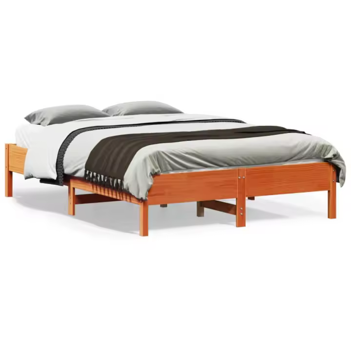 Estructura de cama sin colchón madera maciza marrón 120x190 cm - 1