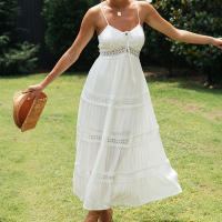 Vestido Largo Bohemio De Playa Para Mujer Estilo Casual Sin Mangas Transpirable Suelto Con Encaje Y Tirantes Solado Ancho Para Vacaciones Verano Tallas S-2XL - details 7
