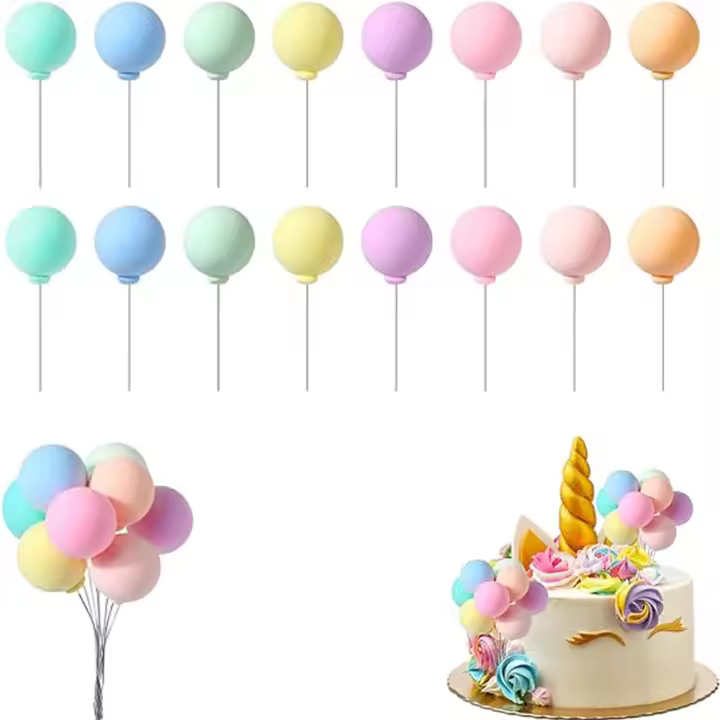 16 PCS Mini Toppers De Galleta De Arcoíris Colorido Para Cumpleaños Baile De Quinceañera Boda Fiesta Decoraciones De Pastel Suministros - 1