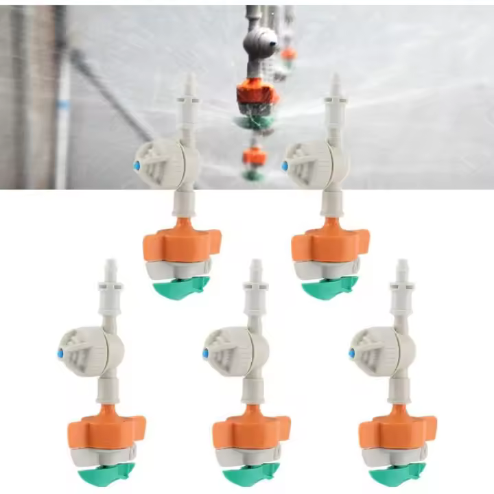 5 boquillas giratorias 360 ° ajustable agua antideslizante rociador colgante microgotas relleno para macizos de flores jardines vegetales - 1