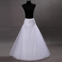 Falda A-Line 1 Aro Blanca Para Vestido De Boda Talla Ajustable 3 Capas Underskirt Para Vestido De Seda Color Blanco - details 0