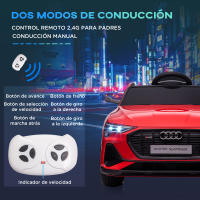 HOMCOM Coche Eléctrico Audi E-tron 12V para Niños de +3 Años con Mando a Distancia Faros Bocina Música MP3 TF USB y Apertura de Puerta 3-5 km/h 108x60x47 cm Rojo/Blanco - details 4