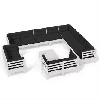 VIDAXL 3096954 conjunto de muebles para el jardín fabricado en madera con 13 piezas de color blanco y gris vida xl - 1
