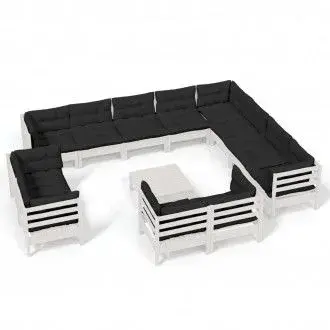 VIDAXL 3096954 conjunto de muebles para el jardín fabricado en madera con 13 piezas de color blanco y gris vida xl - 1