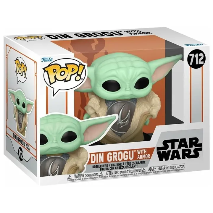 Funko Pop Star Wars Figura Din Grogu con Armadura y Cabeza Oscilante 80004 - 1