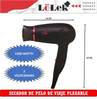 💨 Secador de Pelo de Viaje LoLek – 1200W, Mango Plegable, 2 Velocidades, Protección contra Sobrecalentamiento – Incluye Concentrador – Compacto, Ligero y Ergonómico, Ideal para Viajes y Uso Diario ✈️💁‍♀️ - details 0