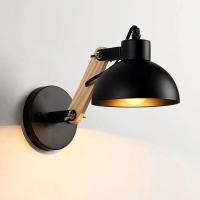 Lámpara De Pared Robótica Estilo Nórdico Con Brazo Ajustable Material Hierro Y Madera Soporte De Madera Para Luz De Escritorio LED E27 Decoración De Hotel - details 0