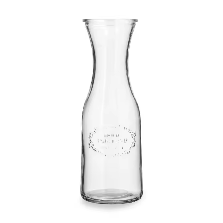 QUID VIBA Botella Mesa Vidrio 1L Transparente Con relieve Fácil de limpiar Reciclable - 1