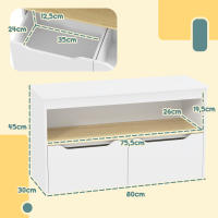 AIYAPLAY Estantería para Juguetes Infantil Librería Infantil con 2 Cajones y Compartimento para Salón Dormitorio Sala de Juegos 80x30x45 cm Blanco - details 2