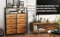 Cómoda para dormitorio, cómoda industrial rústica con 8 cajones de TELA, pasillo, fácil de instalar, cajonera para habitaciones, gran espacio de almacenamiento. - details 0