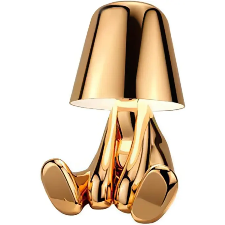 Lámpara de noche con control tàctico, lámpara de escritorio LED decorative Dorada, Carga USB,lámpara de Mesa regulable de 3 niveles - 1