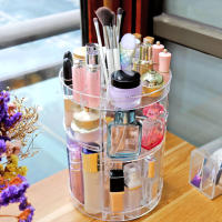 Organizador De Maquillaje 360 Grados Rotativo Transparente Y De Moda Almacenamiento Multifuncional De Cosméticos En Unidad De Plástico Tamaño 34x28x23.5cm - details 5