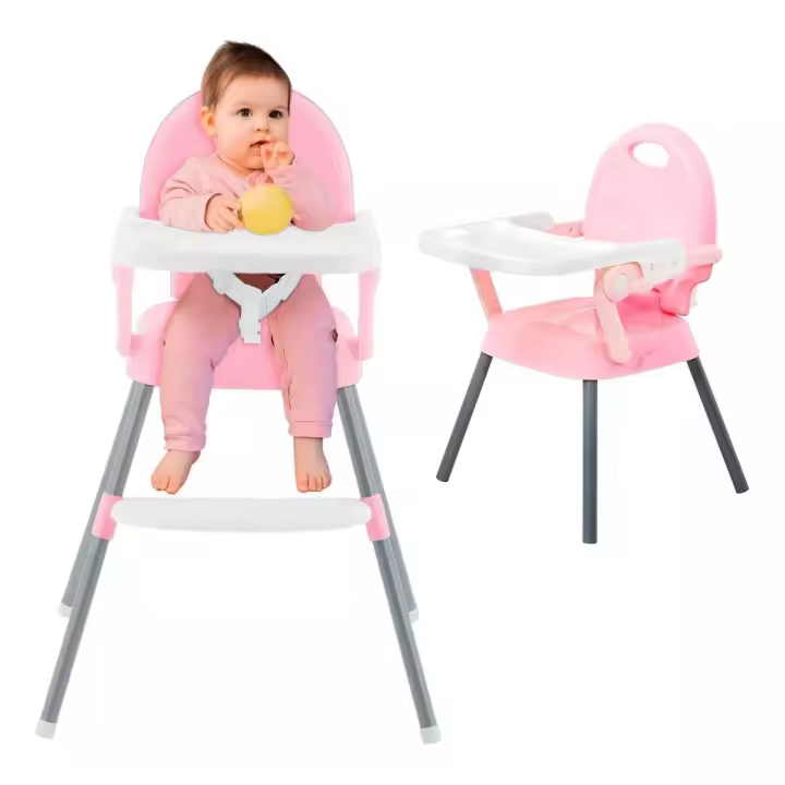 Silla de Comedor Infantil Bebé 0-4 años Plegable Portátil Multifuncional Silla de Crecimiento Infantil Silla de Comedor Casera Trona Bebé 3 en 1 Trona Infantil Silicona Asiento Infantil con Bandeja para Comer Trona Infantil Plegable - 1