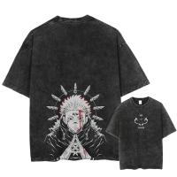 Camiseta Harajuku Japón Anime Streetwear Gráfico Algodón Verano Manga Corta Impresión Jujutsu Kaisen Vintage Lavada Para Hombre - details 23