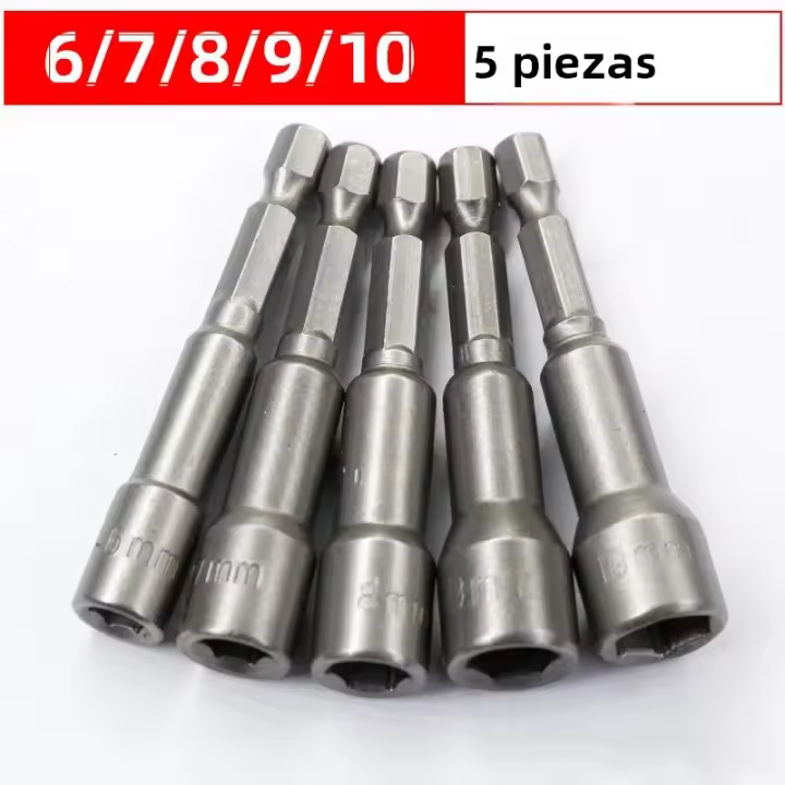 Juego De Llaves De Impacto Magnéticas 6mm-19mm Con Adaptador De Broca 1/4 Para Taladro Y Drivers De Impacto Material De Acero Crômio-válvulo - 1