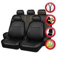 Cubiertas De Asiento De Cuero Acapulco 9 Piezas Set Quilted Compatible Con Airbag Transpirables Para Mejorar El Interior Del Coche - details 1