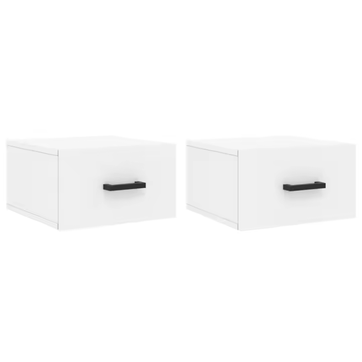 Mesitas de noche de pared 2 uds blanco 35x35x20 cm - 1