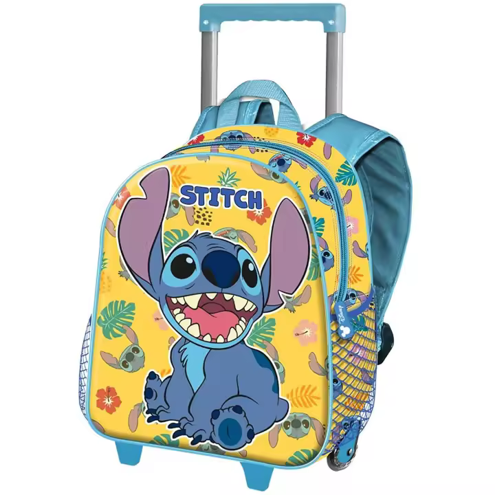 Mochila Carro Stitch 3D Infantil Pequeña, Trolley Stitch 3D, Color Amarillo, 34 x 26 x 13 cm, Karactermania - Kiglam - 1