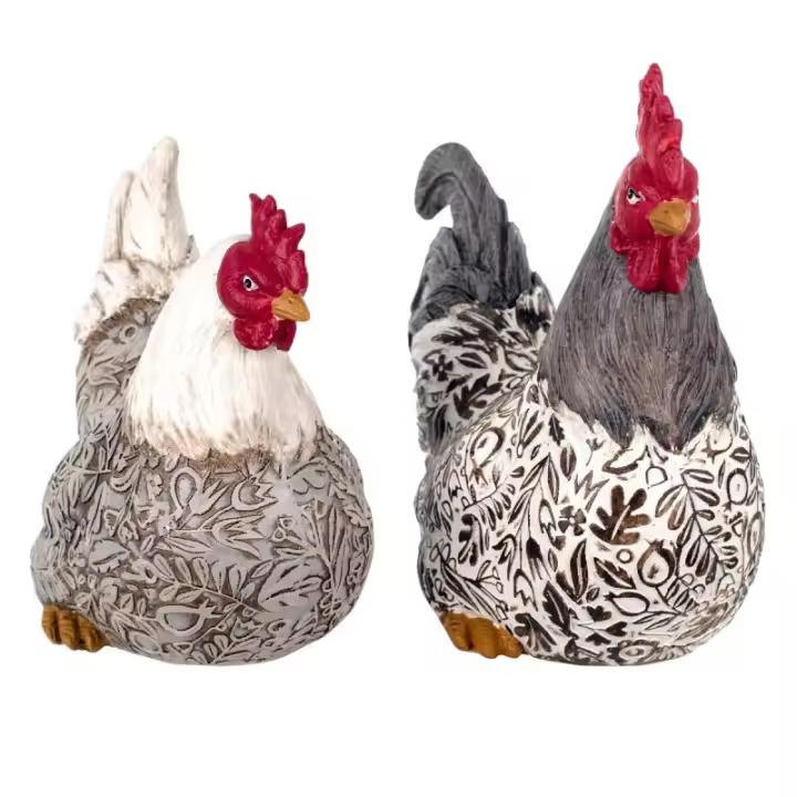 Signes Grimalt By SIGRIS Figura Gallina 2 Unidades Multicolor de Resina 22*12*23cm Set de 2 Unidades Figura de Animal 24232 - 1