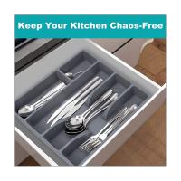 Organizador de cajones de cocina, soporte para cubiertos, bandeja de plástico - details 2