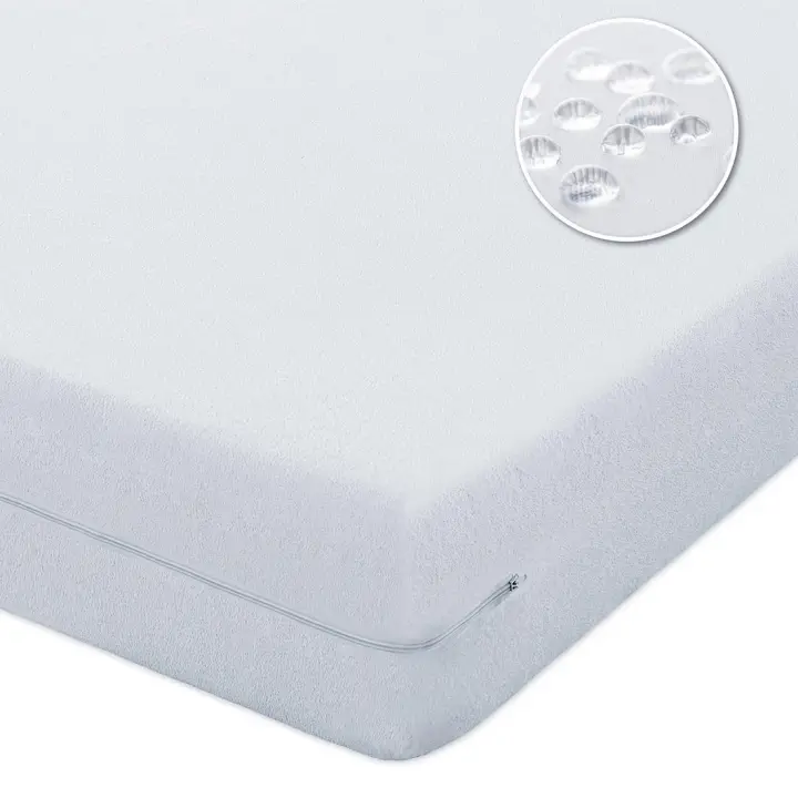 HOME TEXLOVA®  Funda de colchón LISO, Elástica, Transpirable, Tratamiento antialérgico con Cremallera. Ideal para Todas Las Alturas. - 1