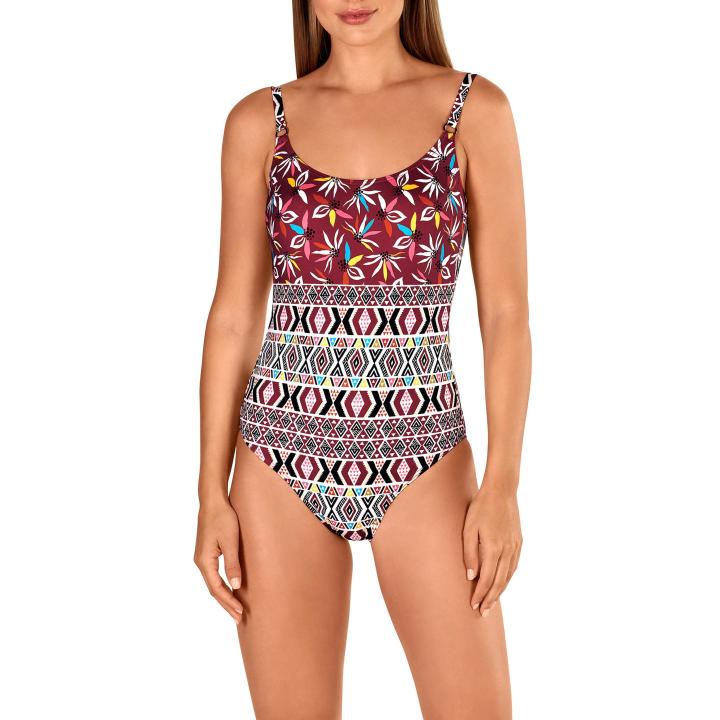 Tamouré by Dolores Cortés Bañador Mujer.  Bañador Control Posicionado de Tamouré by Dolores Cortés. 3127. Bañador Control de Tamouré.  Con foam, sin aros.  Escote redondo y tirantes regulables con abalorios.  Forrado con control delantero extra.