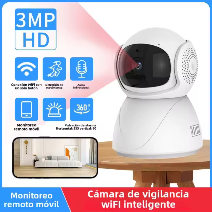 Cámara De Seguridad IP FHD WIFI Inalámbrica PTZ Con Rastreo Automático Y Monitor De Bebé Compatible Con Google Alexa - 1