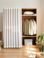 Cortinas De Tela Poliéster Simple Estilo Blanco Con Diseño De Rayas Verticales Pueden Ser Utilizadas Para Cubrir Armarios Antipolvo Para El Hogar - details 3