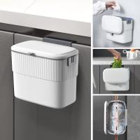 Cubo de basura colgante de 1.8 galones con tapa, cubo de basura de 7 litros montado en la pared para puerta de armario de cocina, cubo de basura pequeño debajo del fregadero para armario, baño - details 6
