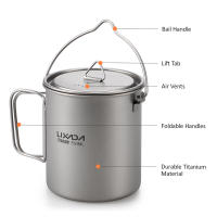 Set De Utensilios De Cocina De Titanio Lixada 750ml Olla 350ml Taza Con Tapa Mango Plegable Cuchara Plegable Para Camping - details 4