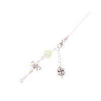 Llavero Estilizado Con Colgante De Huesos De Four Leaf Clovers Hecho a Mano Con Cuentas De Bisagra Para Teléfono Móvil - details 6