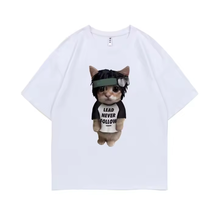 Camiseta Hombre Algodón 100% Chief Keef Kitty Lead Never Follow Estampado Camiseta Gráfica Casual Manga Corta Estilo Hip Hop - 1
