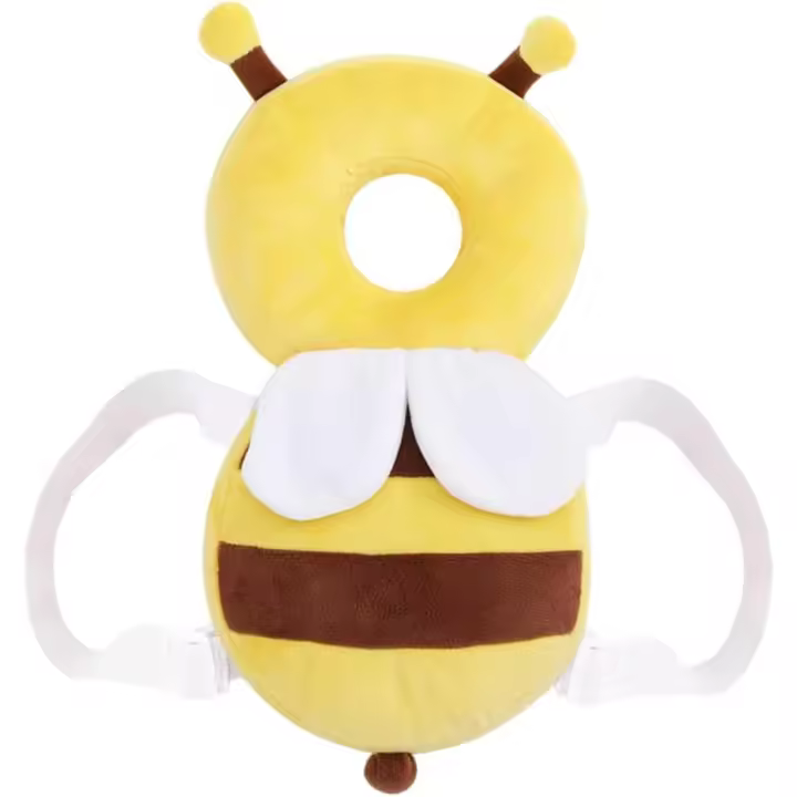 Mochila protectora para la cabeza del bebé, almohadilla protectora para la cabeza para niños pequeños, mochila protectora para la cabeza de seguridad ajustable para bebés, adecuada para niños pequeños de 4 a 24 meses, abejas - 1