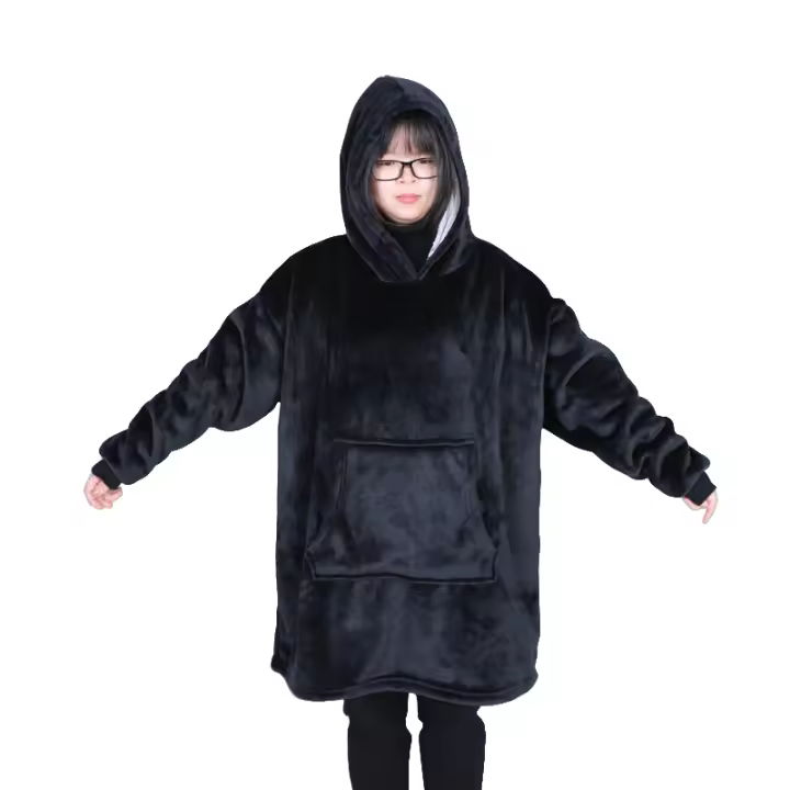 Oversized Hooded Blanket Sweatshirt Double-sided Fleece Wearable Blanket Couple Men Women Home - 1