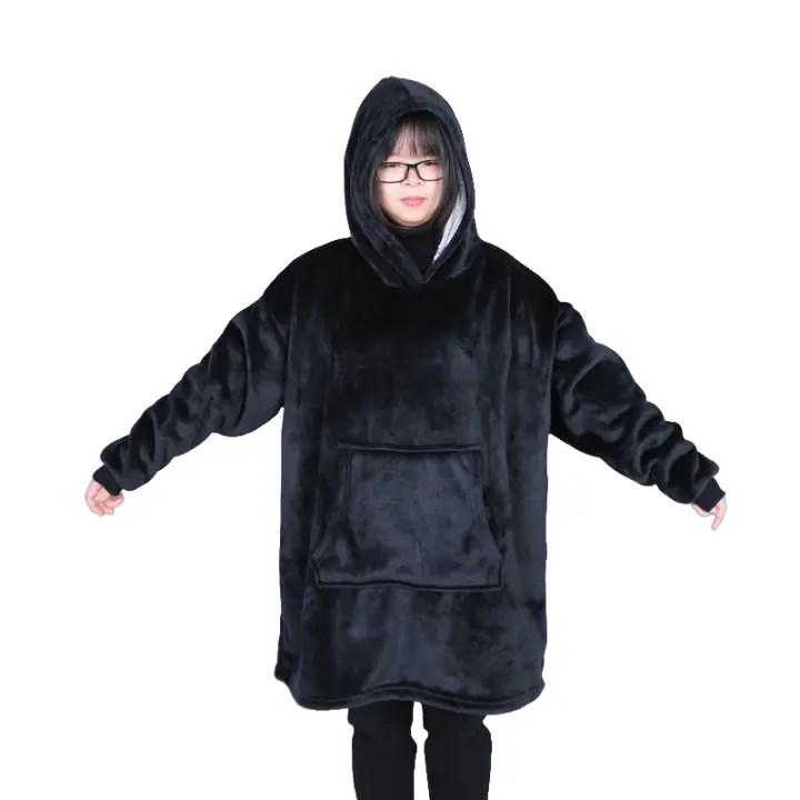 Oversized Hooded Blanket Sweatshirt Double-sided Fleece Wearable Blanket Couple Men Women Home - 1